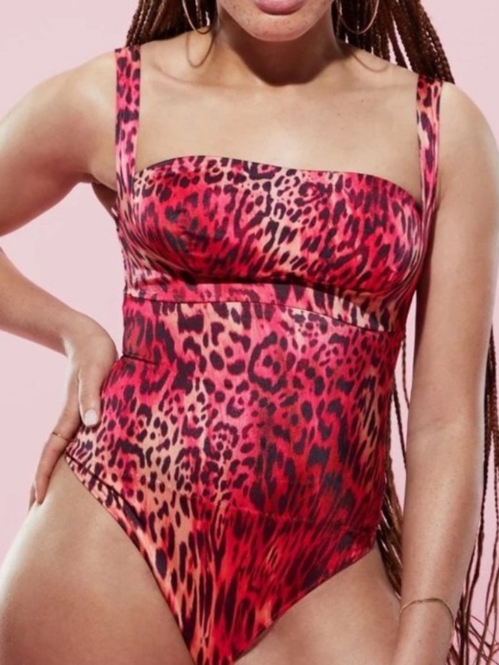 NWT Yitty Kitty Headliner Shaping Open Bust Thong Bodysuit XL Cheetah Plus
